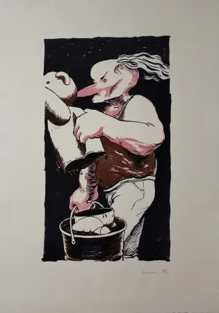 Lithograph Larsen - The Assistant Helps Out