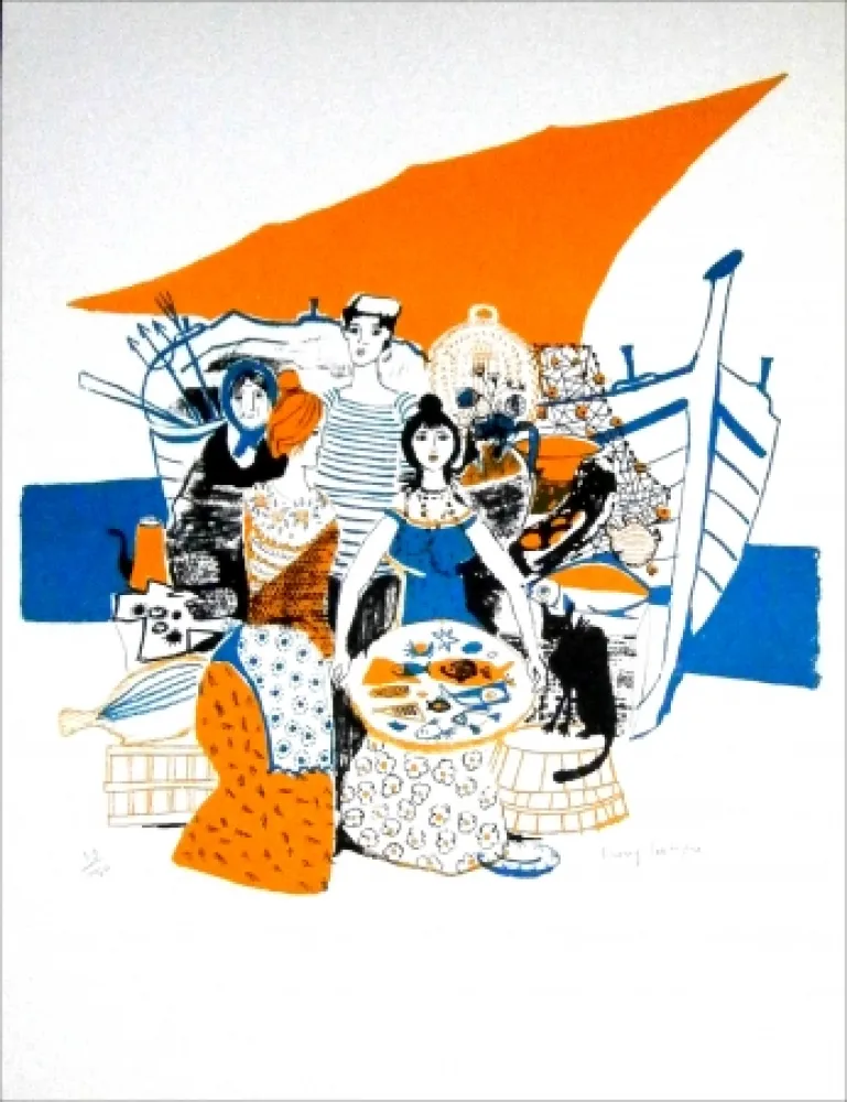 Lithograph Lartigue - Les Poissons