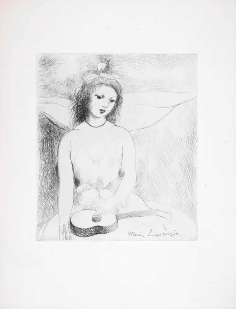 Engraving Laurencin - Jeune fille à la guitare, 1946