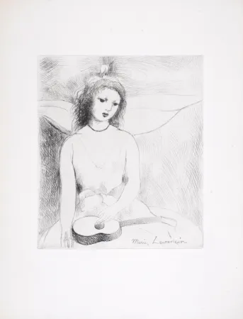 Engraving Laurencin - Jeune fille à la guitare, 1946