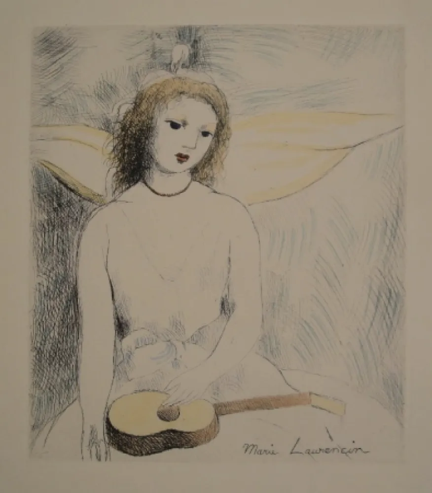Etching Laurencin - Jeune fille à la guitare