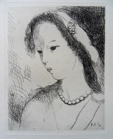 Etching Laurencin - Jeune fille au collier de perles
