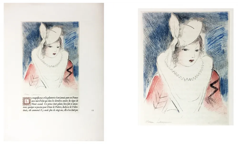 Engraving Laurencin - LA PRINCESSE DE CLÈVES (Pl. II signée au crayon). 1947