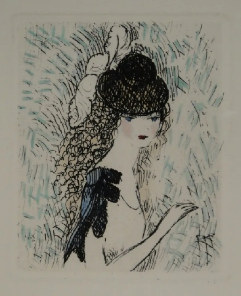 Etching And Aquatint Laurencin - Le chapeau sur les yeux
