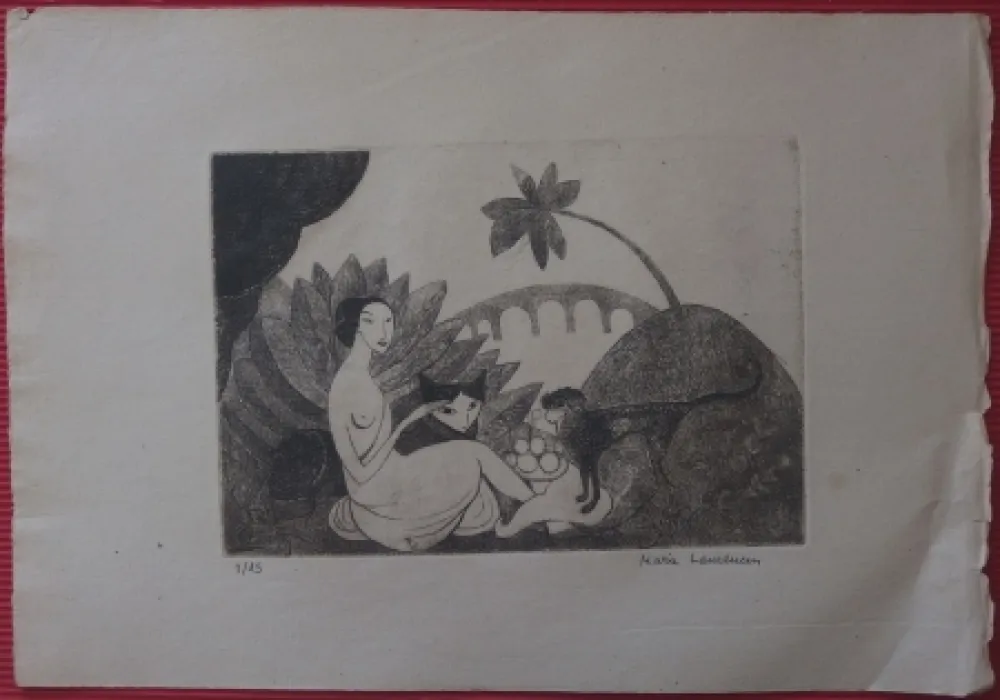 Engraving Laurencin - Le Pont de Passy