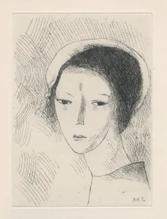 Etching Laurencin - Tête de jeune fille