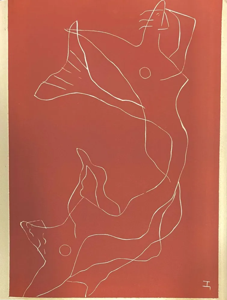 Linocut Laurens - Deux Sirènes