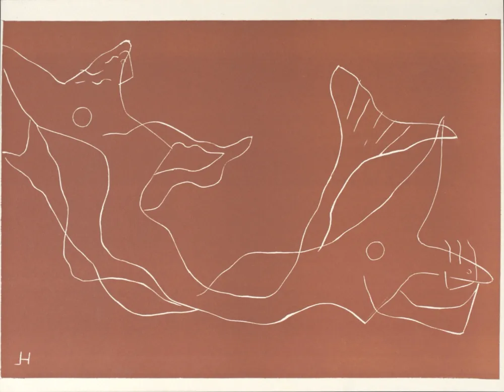 Linocut Laurens - Deux sirènes, 1959
