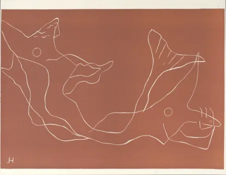 Linocut Laurens - Deux sirènes, 1959