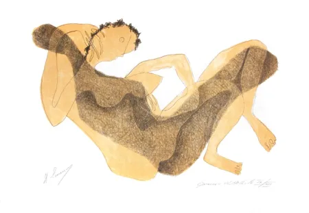 Lithograph Laurens - Femme allongée au bras levé (1950)