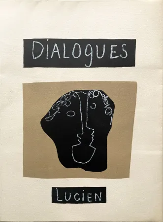 Woodcut Laurens - Lucien : DIALOGUES. Couverture. Bois original en couleurs ((Tériade 1951)
