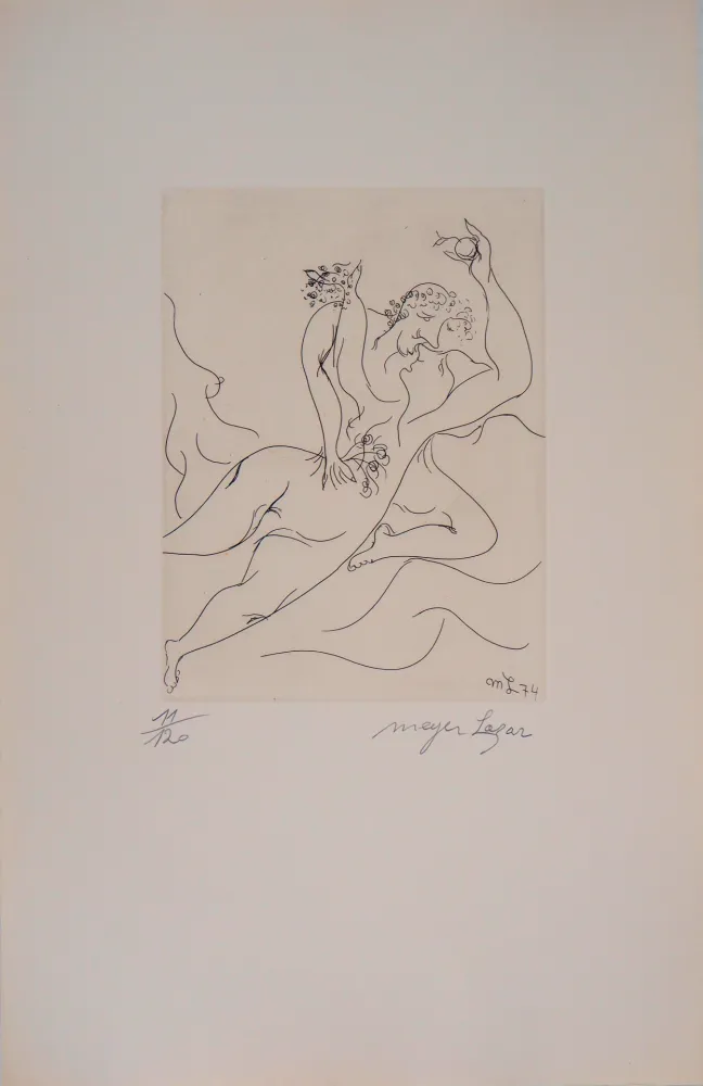 Etching Lazar - Cantique des Cantiques, Amants emportés par les flots de la passion