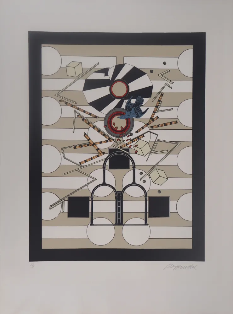 Lithograph Le Yaouanc - Les portes mimétiques