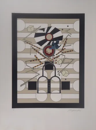 Lithograph Le Yaouanc - Les portes mimétiques