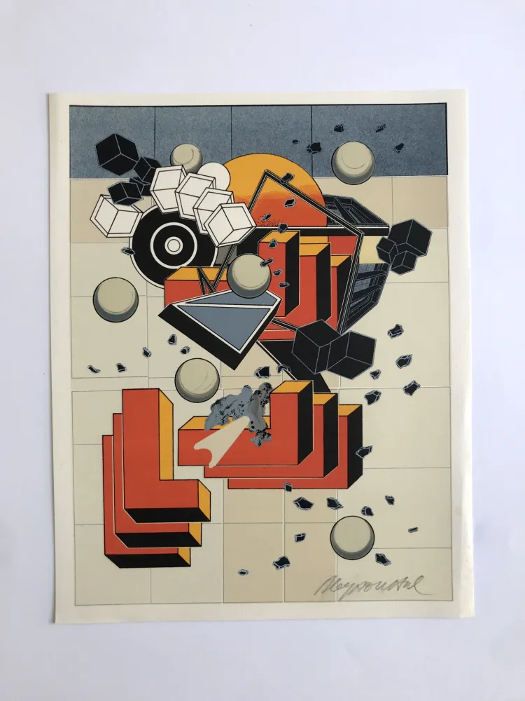 Lithograph Le Yaouanc - Un chantier (Le métier de bâtisseur I)