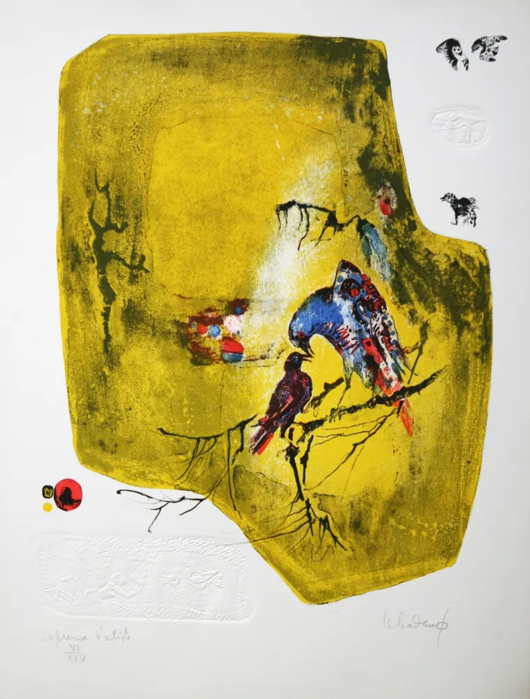 Lithograph Lebadang - Birds on a Branch