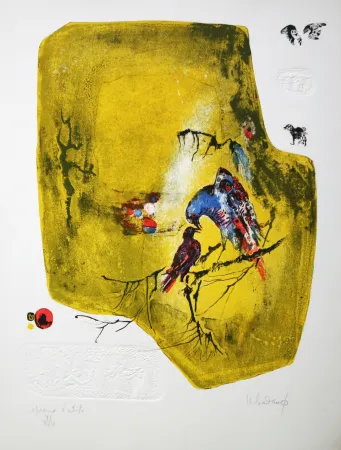 Lithograph Lebadang - Birds on a Branch