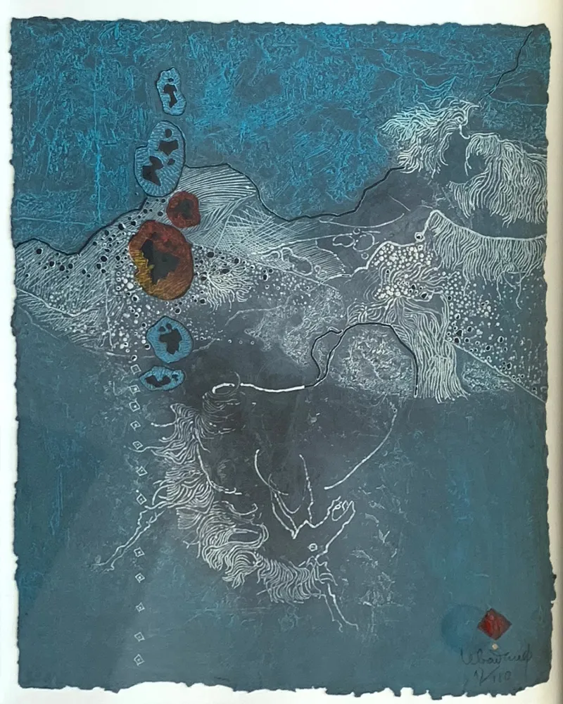 Etching And Aquatint Lebadang - Blue Abstract