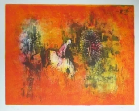 Lithograph Lebadang - Cavalier dans la forêt