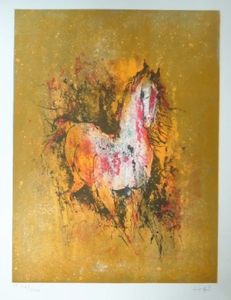 Lithograph Lebadang - Cheval au reveil