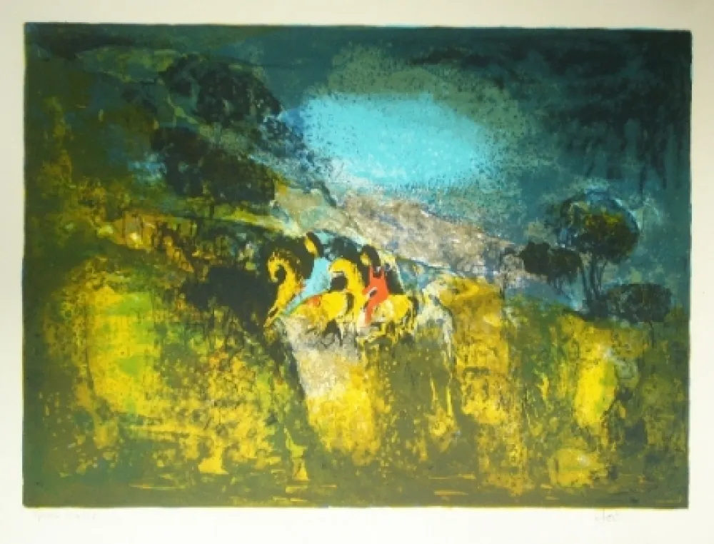 Lithograph Lebadang - Deux cavalieres