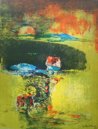 Lithograph Lebadang - Paysage a la Jonque