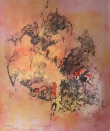 Lithograph Lebadang - Recolte de riz