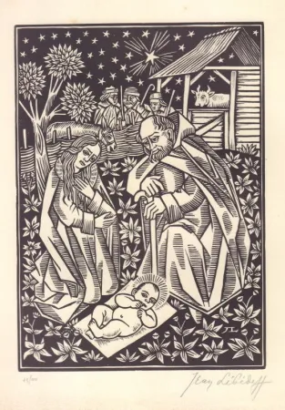 Woodcut Lébédeff  - L'Adoration des Mages