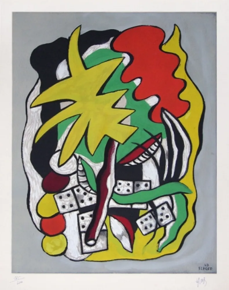 Lithograph Leger - Composition aux dominos