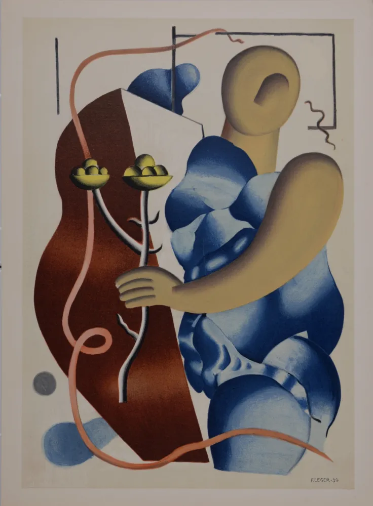 Lithograph Leger - Femme tenant une fleur, 1955