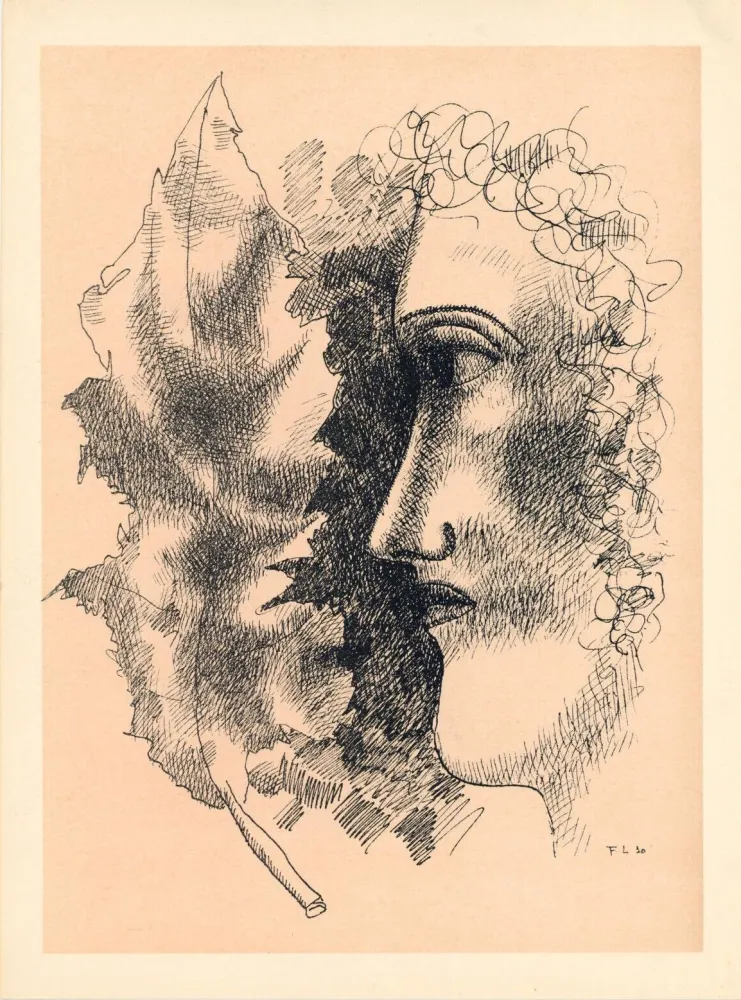 Lithograph Leger - Head and Leaf