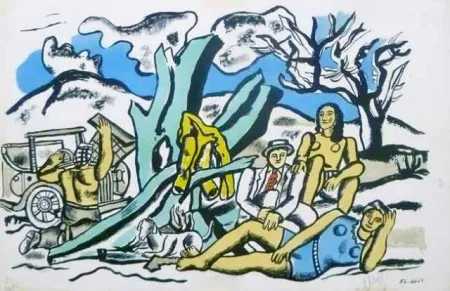 Lithograph Leger - La partie de Campagne
