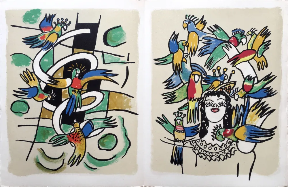 Lithograph Leger - LA REINE DES PERROQUETS (CIRQUE. 1950)