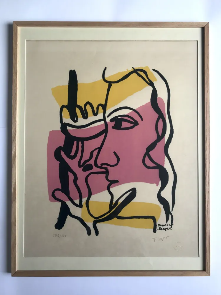Lithograph Leger - Profil à la fleur