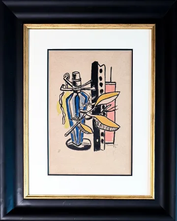 Lithograph Leger - Untitled (Composition à la bouteille bleue)