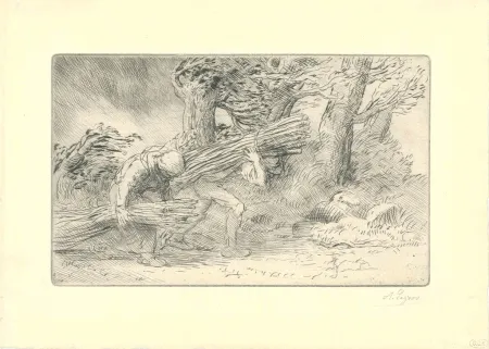 Drypoint Legros - Les fagottiers