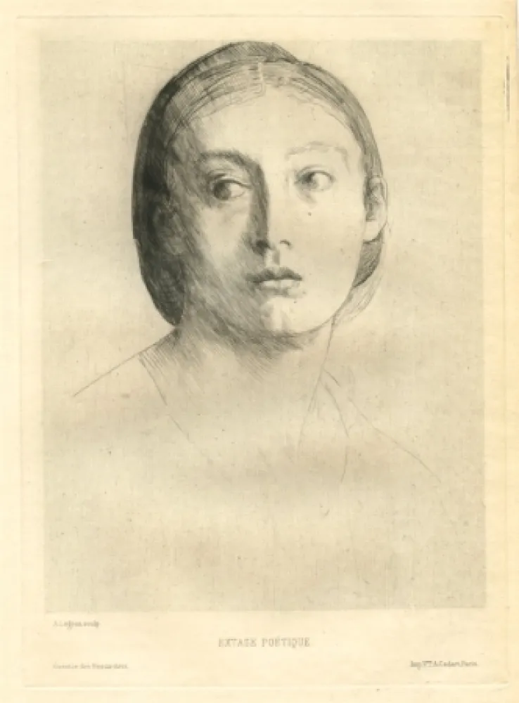 Drypoint Legros - Tête de jeune fille / Extase poétique