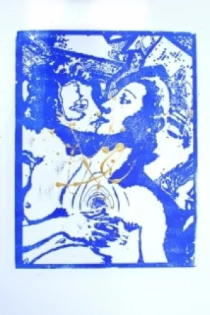 Woodcut Leherpeur - Les Amants