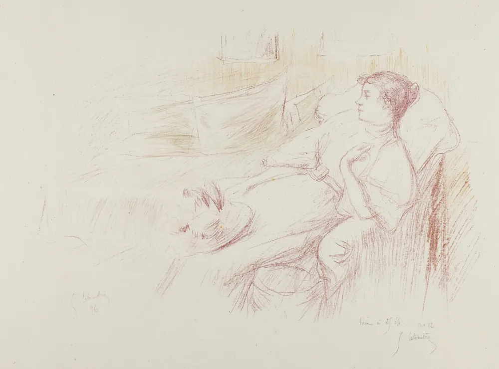 Lithograph Leheutre - Le repos