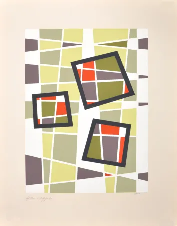 Screenprint Leppien - Composition, 1954 - Hand-signed