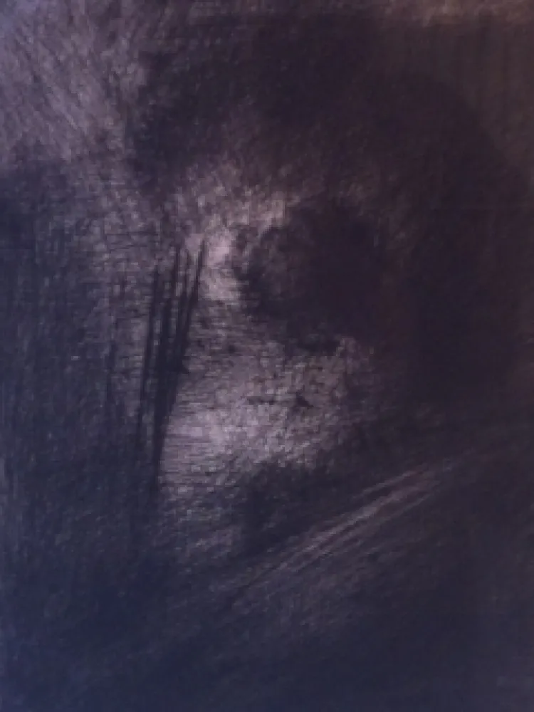 Etching Leroy  - En Hauteur sur un lit sombre en diagonale