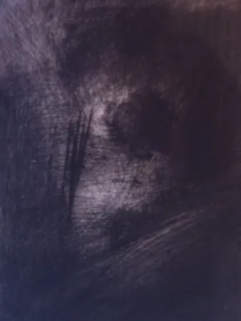 Etching Leroy  - En Hauteur sur un lit sombre en diagonale