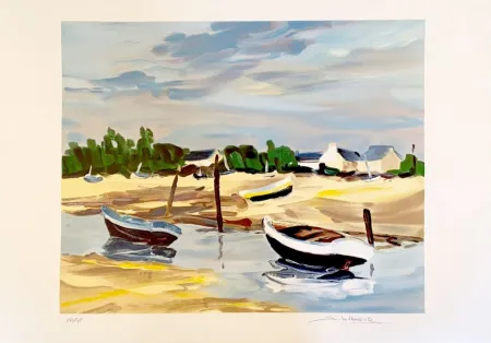 Lithograph Levasseur - Barques