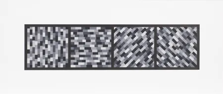 Linocut Lewitt - Broken Gray Bands in Four Directions