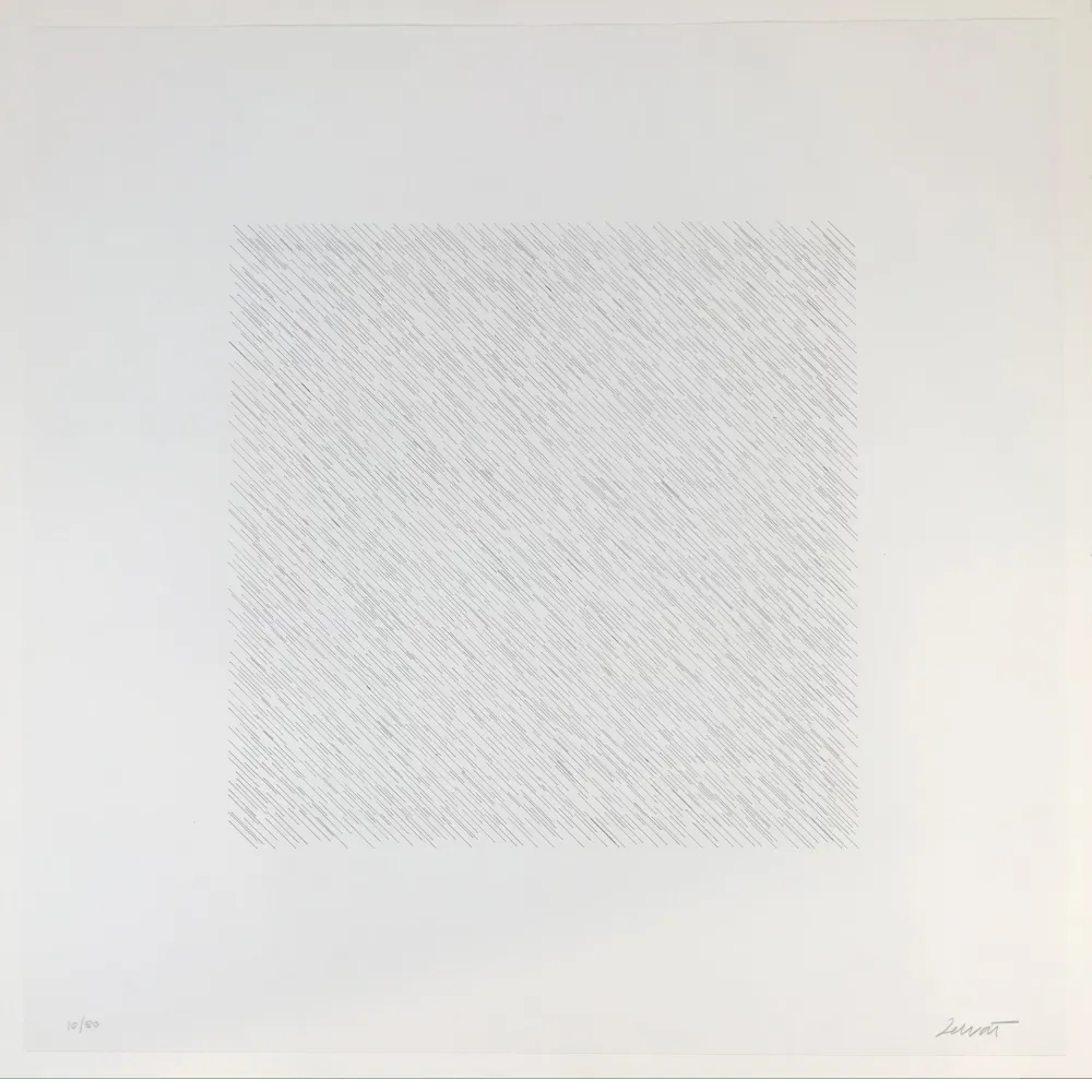 Lithograph Lewitt - Lines of One Inch Four Directions Four Colors