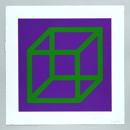 Linocut Lewitt - Open Cube in Color on Color Plate 21