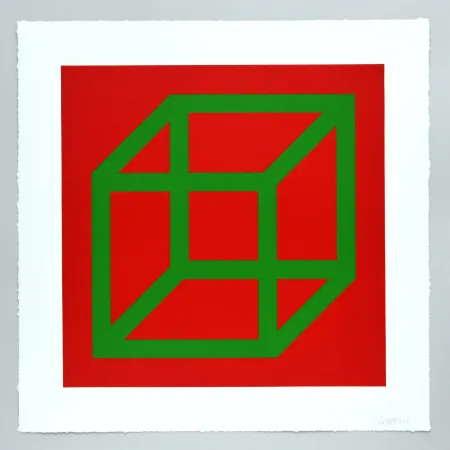 Linocut Lewitt - Open Cube in Color on Color Plate 22