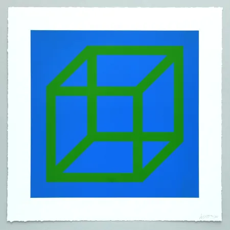 Linocut Lewitt - Open Cube in Color on Color Plate 24
