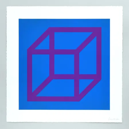 Linocut Lewitt - Open Cube in Color on Color Plate 28