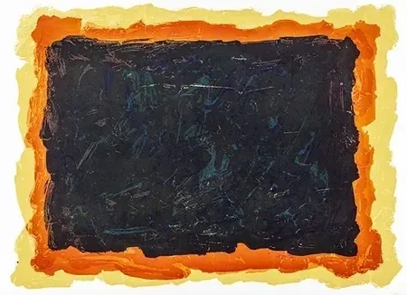 Aquatint Lewitt - Rectangles irréguliers rouges, jaunes et bleus superposés.